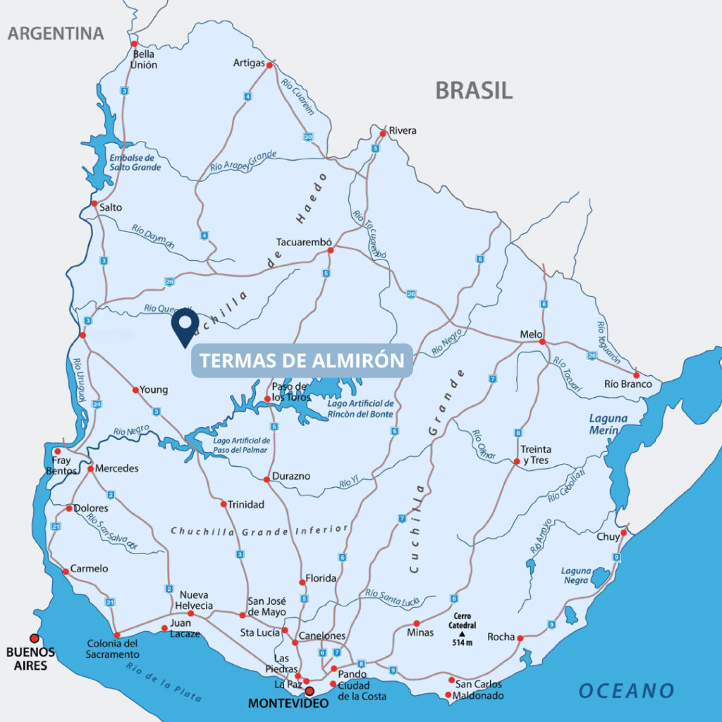 Termas de Almirón - Ubicación